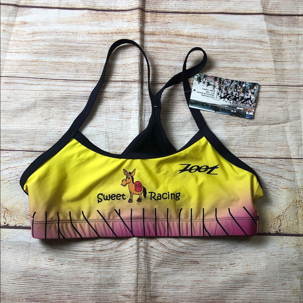 Zoot Women's Sweet Racing Bikini Top - Yellow and Pink‎ 💜
